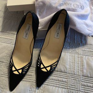Jimmy Choo Black Satin Heels Size 39.5